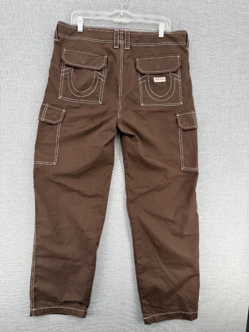 True Religion Military SN Cargo Pants Mens 32x30 Brown Flap Pockets Workwear - Picture 2 of 9